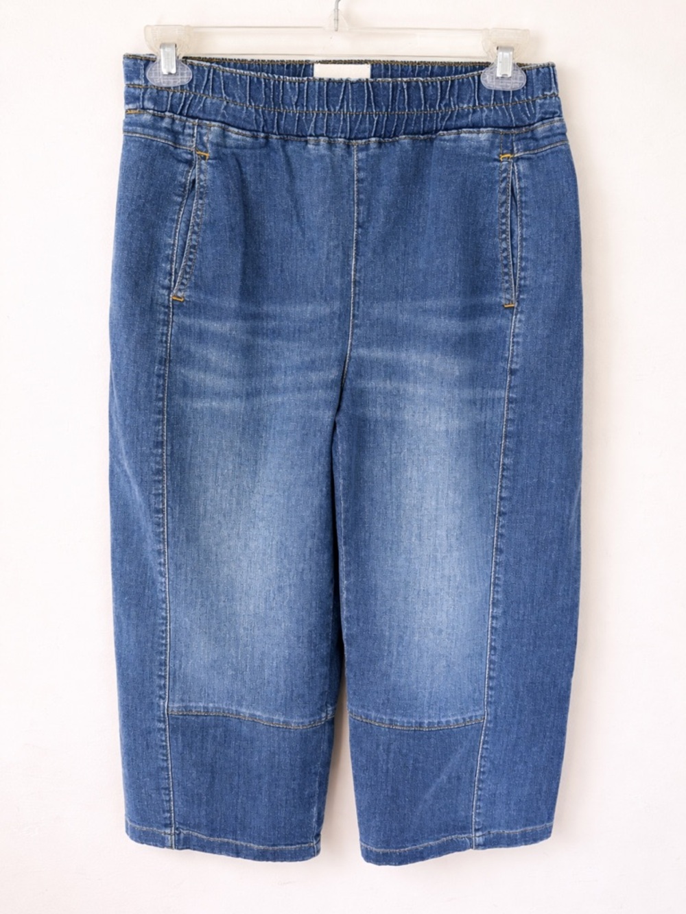 Pilcro Wide Leg Flared Hem Denim Jeans - Light Blue - Picture 4 of 8